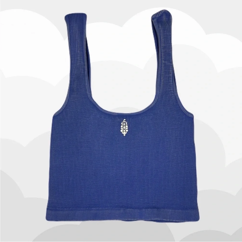 Blue Ribbed Tank Top - Picture 2 of 3